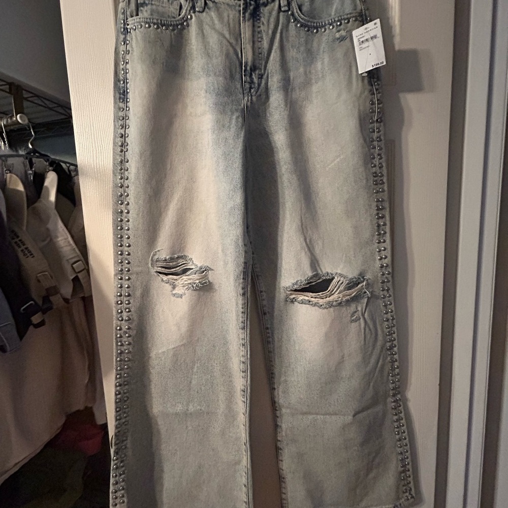 NWT Good American Studded Distressed  Jeans sz 8